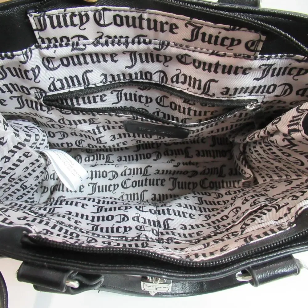 Juicy Couture Handbag Black Beige Lock N Chain Tote Bag Purse Punk Skater Y2K